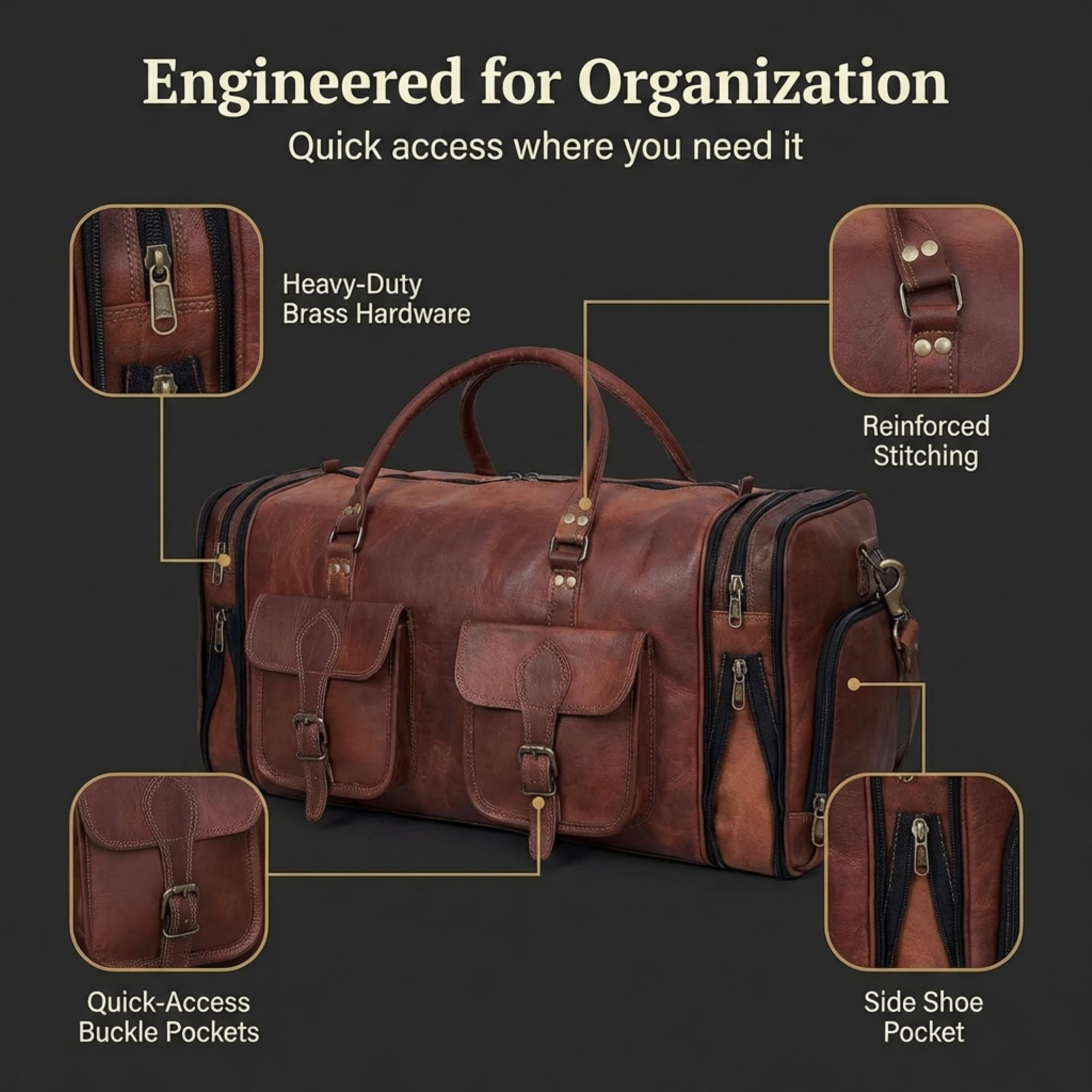 Vintage Leather 32 Handmade Travel Duffle Bag