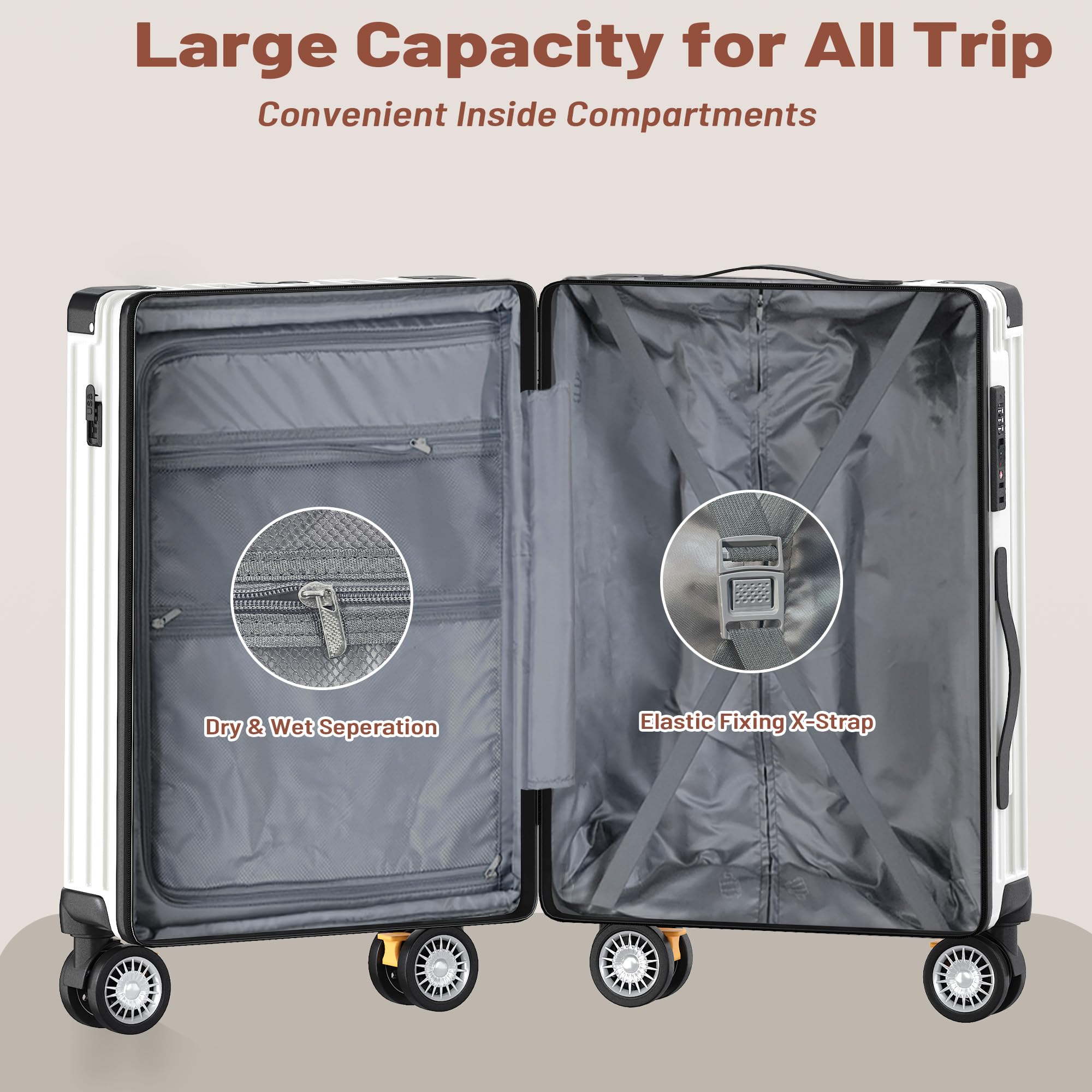 JetGlide 3pc Spinner: Expandable Hardshell Luggage - Travel Sets by Handbags Specialist Headquarter | Available at Handbags Specialist Headquarter