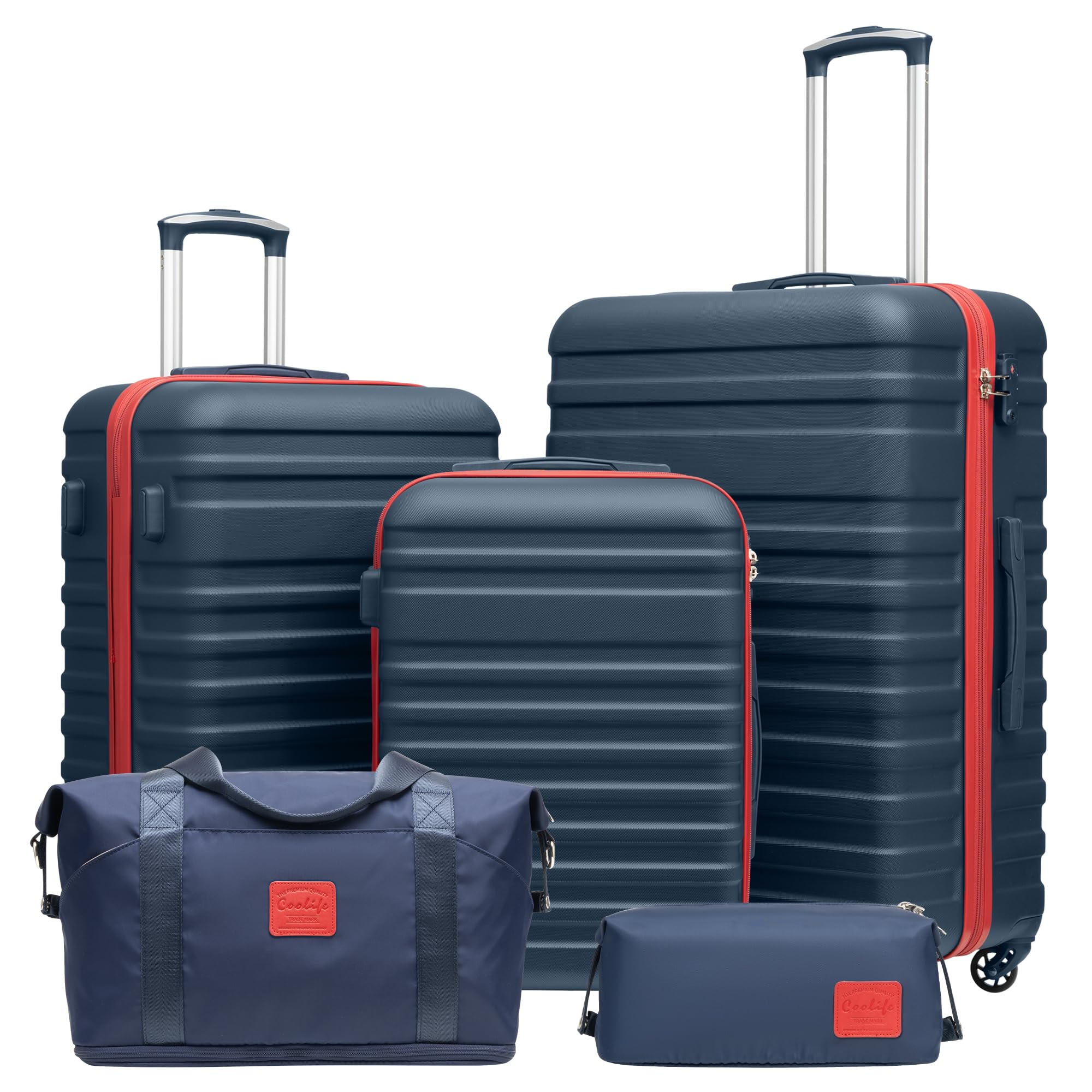 Coolife 3-Piece Hardside Luggage Set - Apricot White