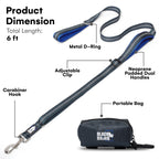 RhinoGrip Aqua: Double Handle Reflective Dog Leash -  by Handbags Specialist Headquarter | Available at Handbags Specialist Headquarter