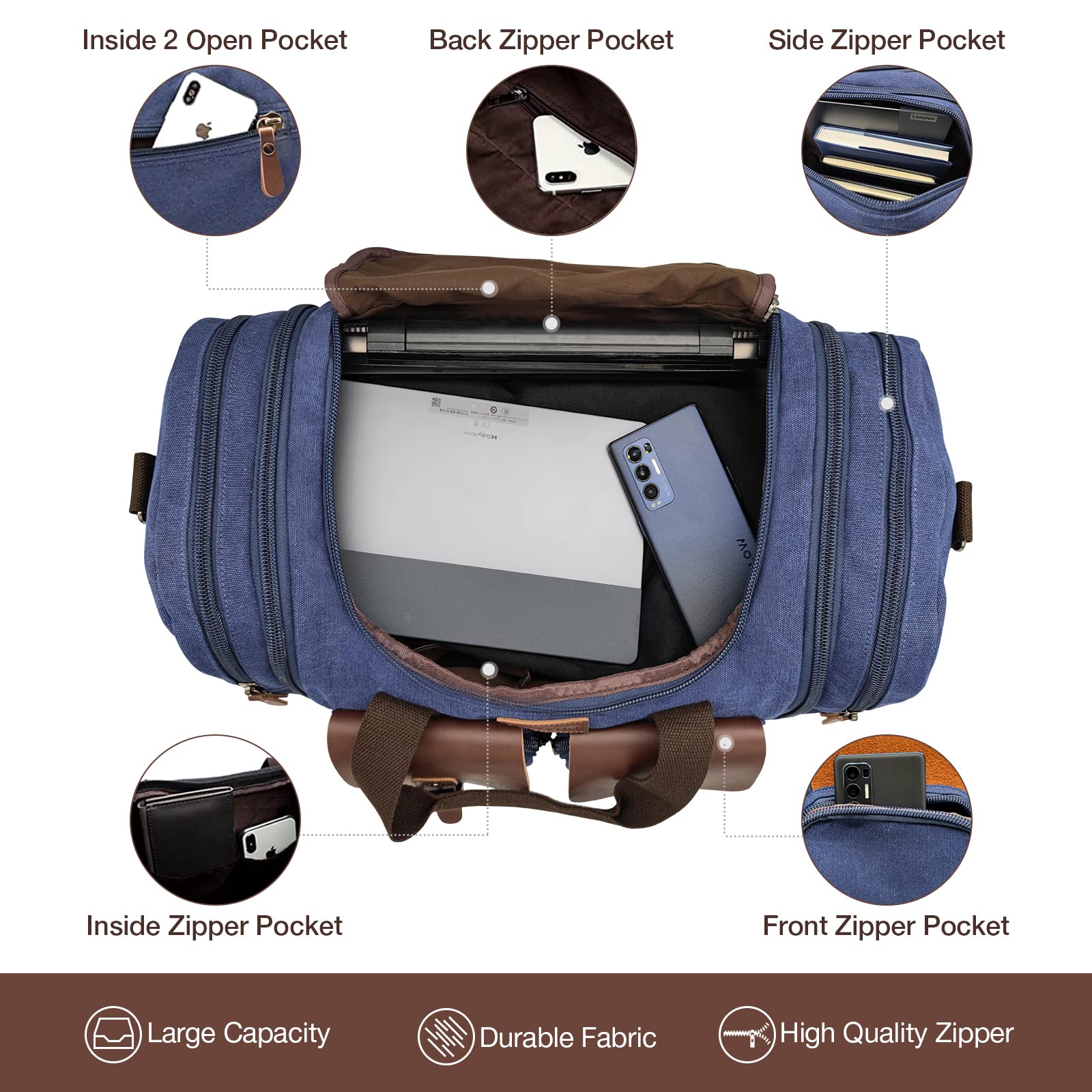 Wildroad 50L Waxed Canvas Waterproof Duffle Bag