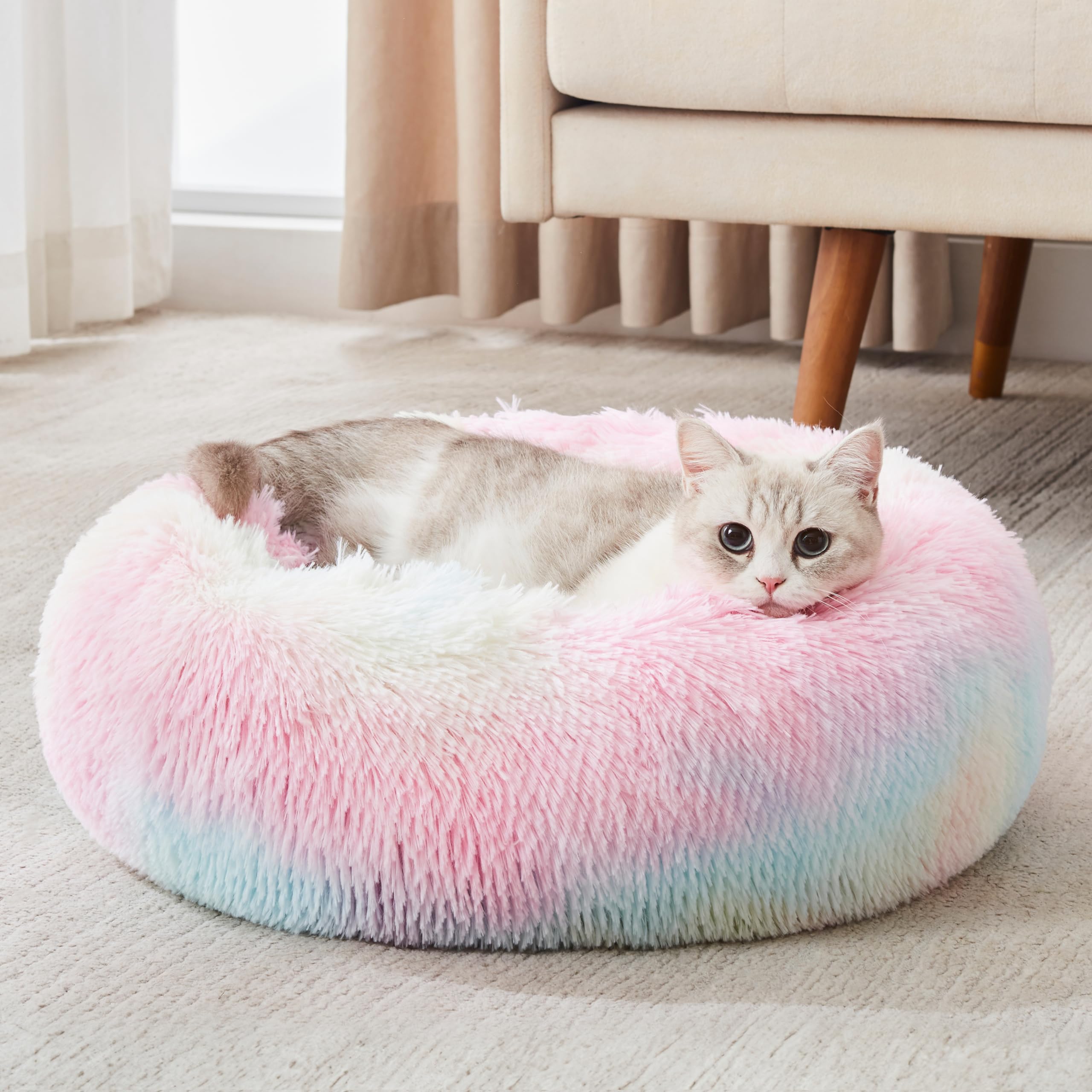 PawCozy Nest: Plush Anti-Anxiety Pet Bed, Light Grey -  by Handbags Specialist Headquarter | Available at Handbags Specialist Headquarter