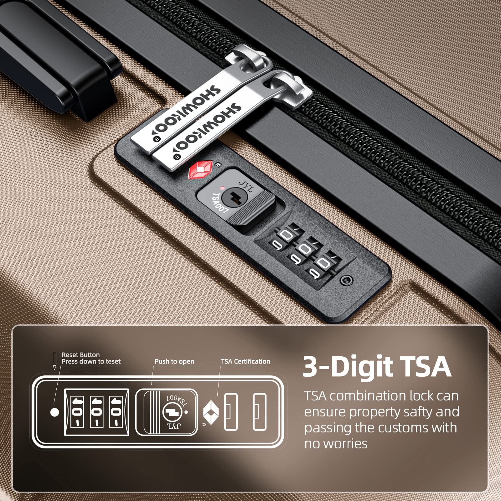 Expandable ShowKoo Suitcase - Durable & TSA Lock - Luggage Travel Bags by Handbags Specialist Headquarter | Available at Handbags Specialist Headquarter