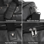Leather Travel Bag with Shoe Pouch, Brown