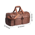 Leather Travel Bag with Shoe Pouch, Brown