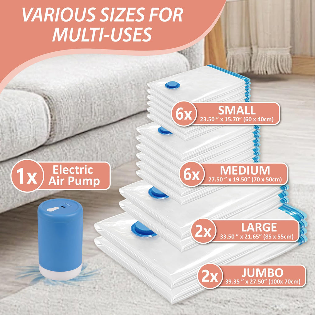 CozyVac Travel Bags with Pump - 6 Pack Space Savers -  by Handbags Specialist Headquarter | Available at Handbags Specialist Headquarter