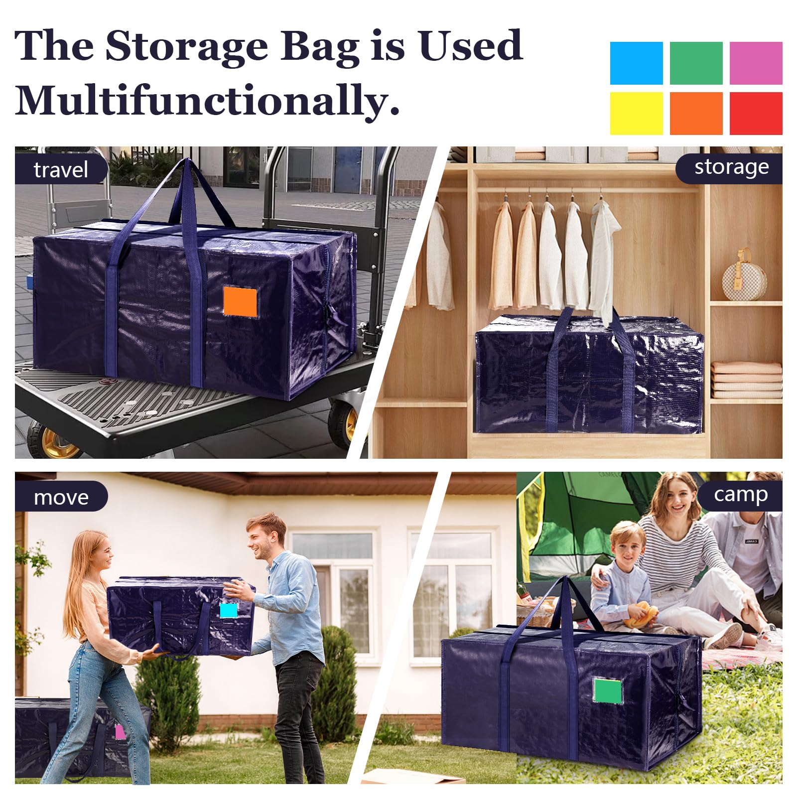 6 Pack XL Heavy Duty Moving Bags - Dark Blue