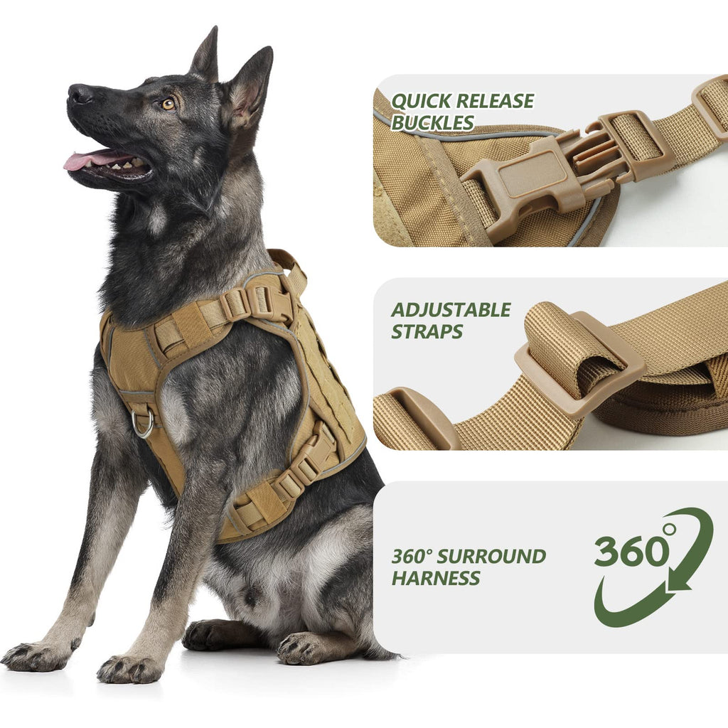 GuardianGrip Tactical Dog Vest - Large, Reflective, Green -  by Handbags Specialist Headquarter | Available at Handbags Specialist Headquarter