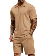 COOFANDY Men's 2 Piece Polo Shirt & Shorts Set