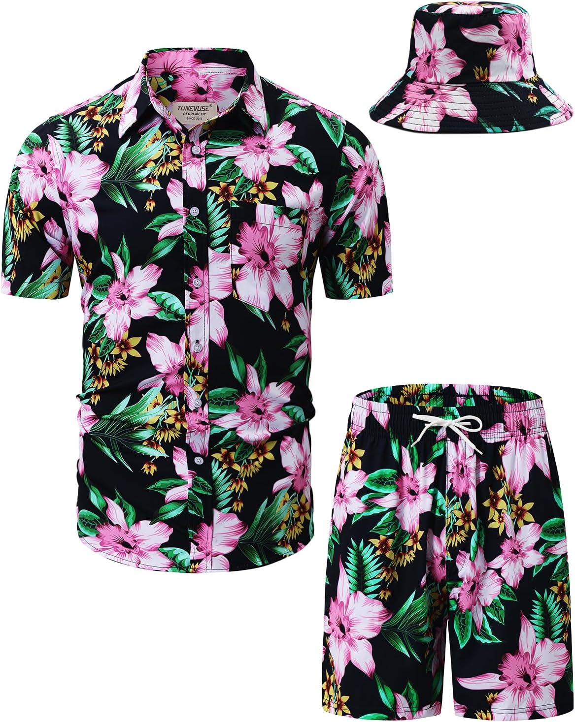 TUNEVUSE Men's Hawaiian Shirt & Shorts Set