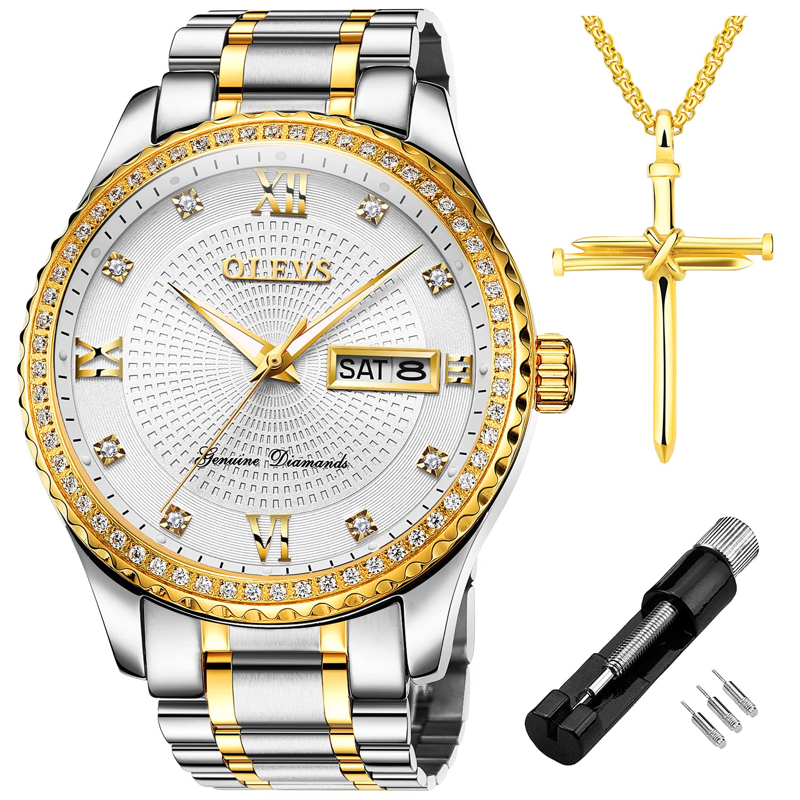 OLEVS Luxe: Men's Golden Dial Quartz Business Watch