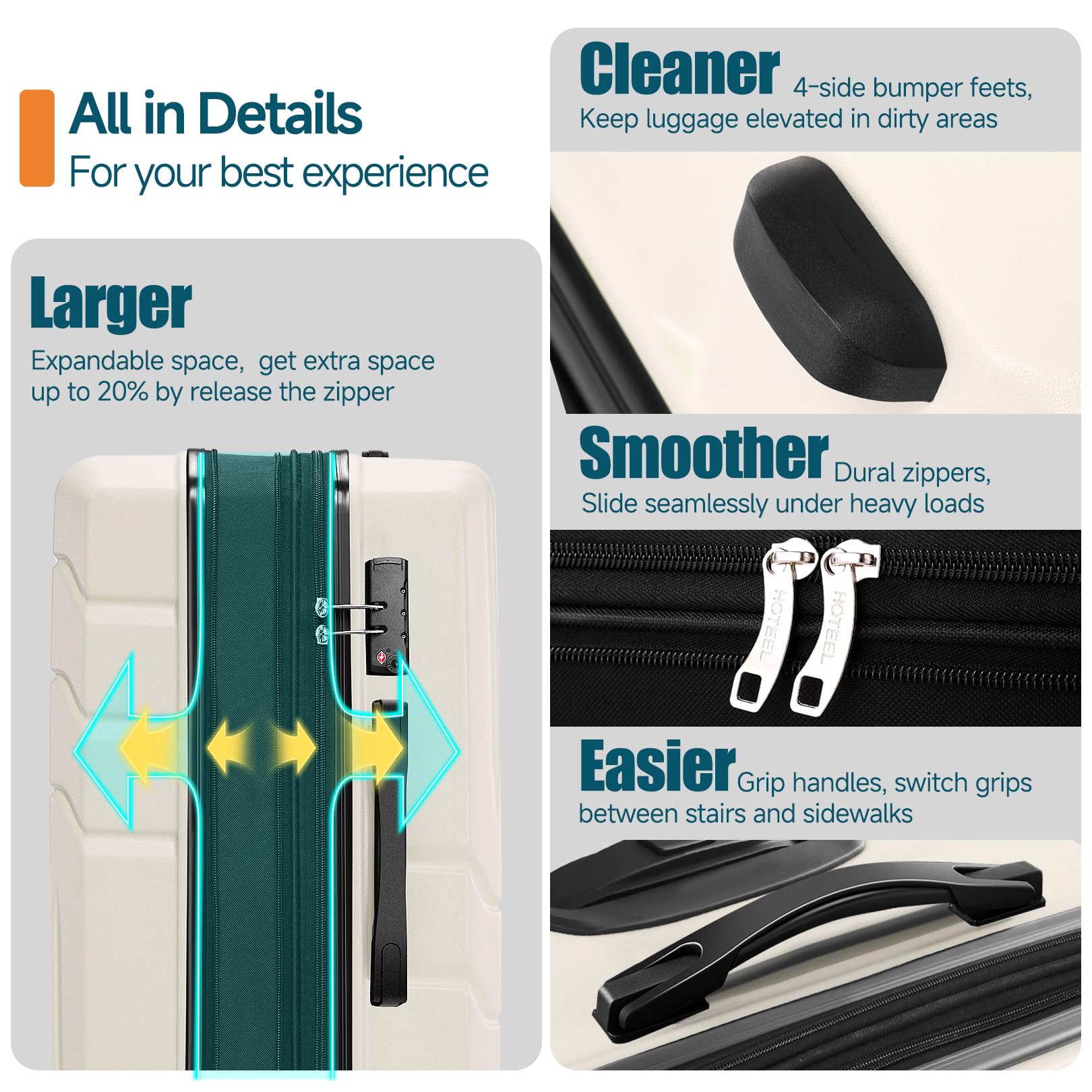 Hoteel 3-Piece Luggage Set - Luggage Travel Bags by Handbags Specialist Headquarter | Available at Handbags Specialist Headquarter