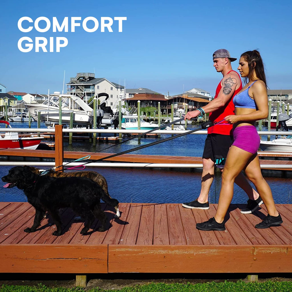 RhinoGrip Aqua: Double Handle Reflective Dog Leash -  by Handbags Specialist Headquarter | Available at Handbags Specialist Headquarter