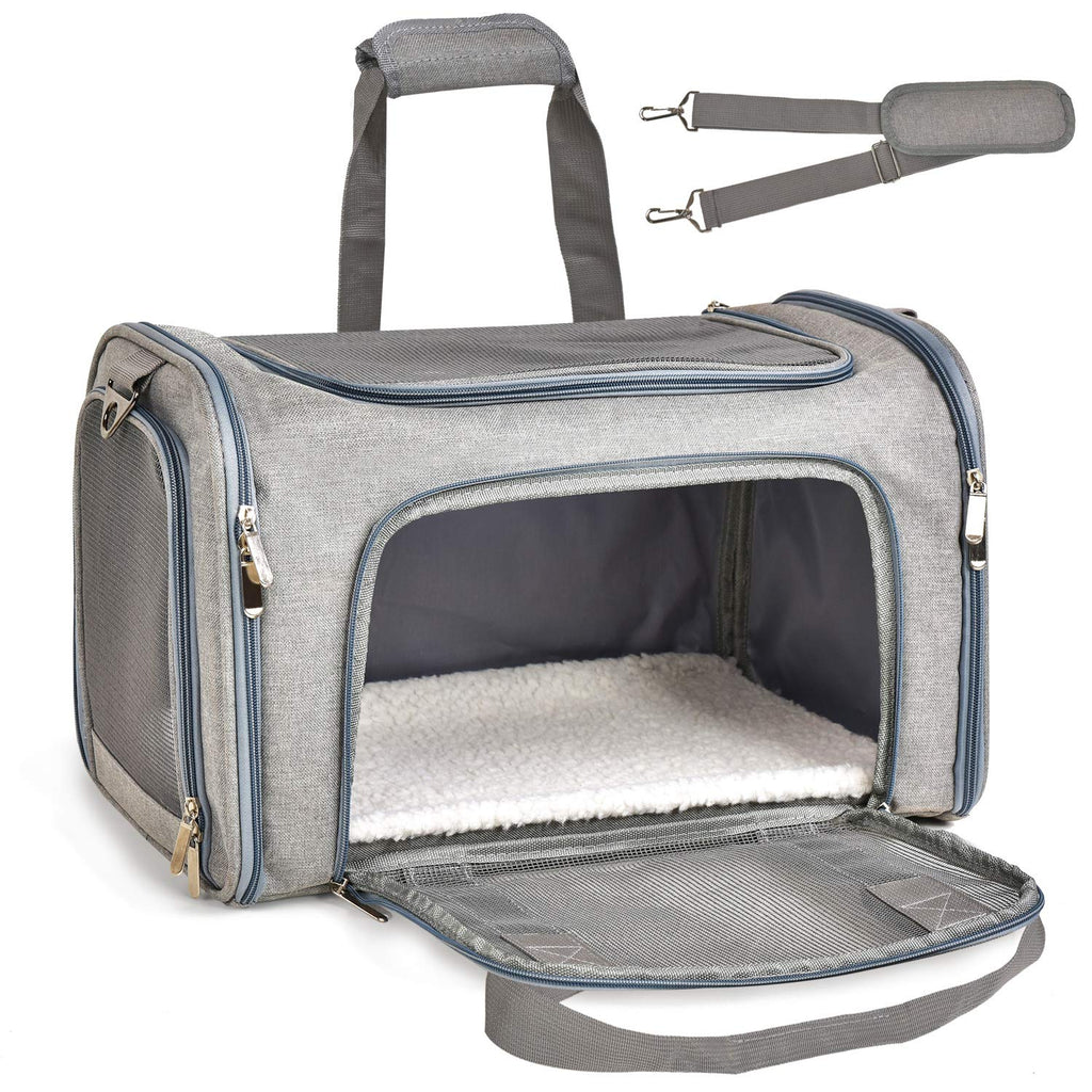 PawsVoyage: Grey TSA-Approved Pet Carrier (15lbs Max) -  by Handbags Specialist Headquarter | Available at Handbags Specialist Headquarter