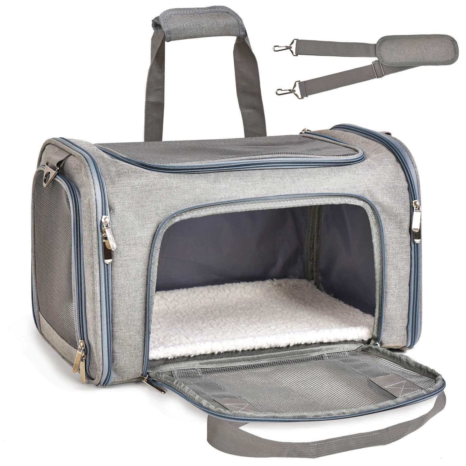 PawsVoyage: Grey TSA-Approved Pet Carrier (15lbs Max) -  by Handbags Specialist Headquarter | Available at Handbags Specialist Headquarter
