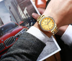 OLEVS Luxe: Men's Golden Dial Quartz Business Watch