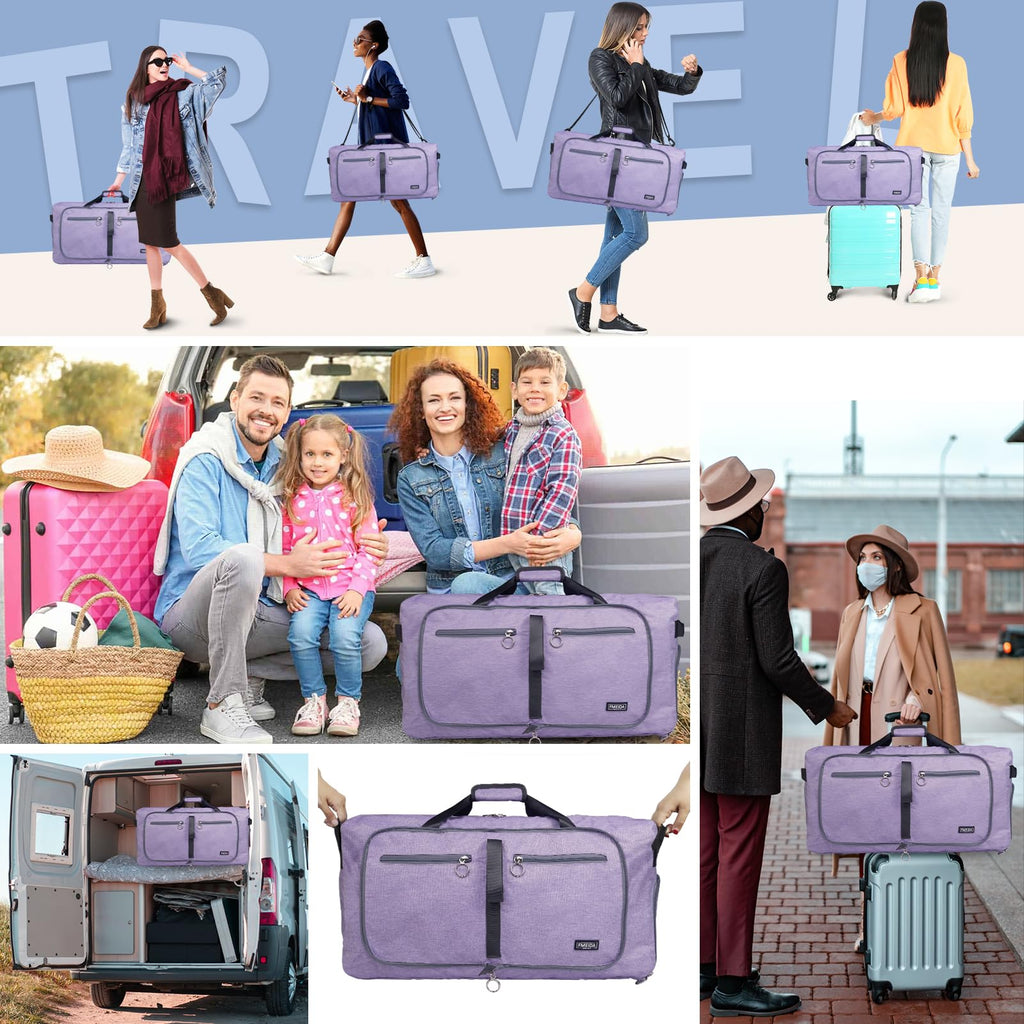 Foldable 65L Duffle Bag with Shoe Compartment