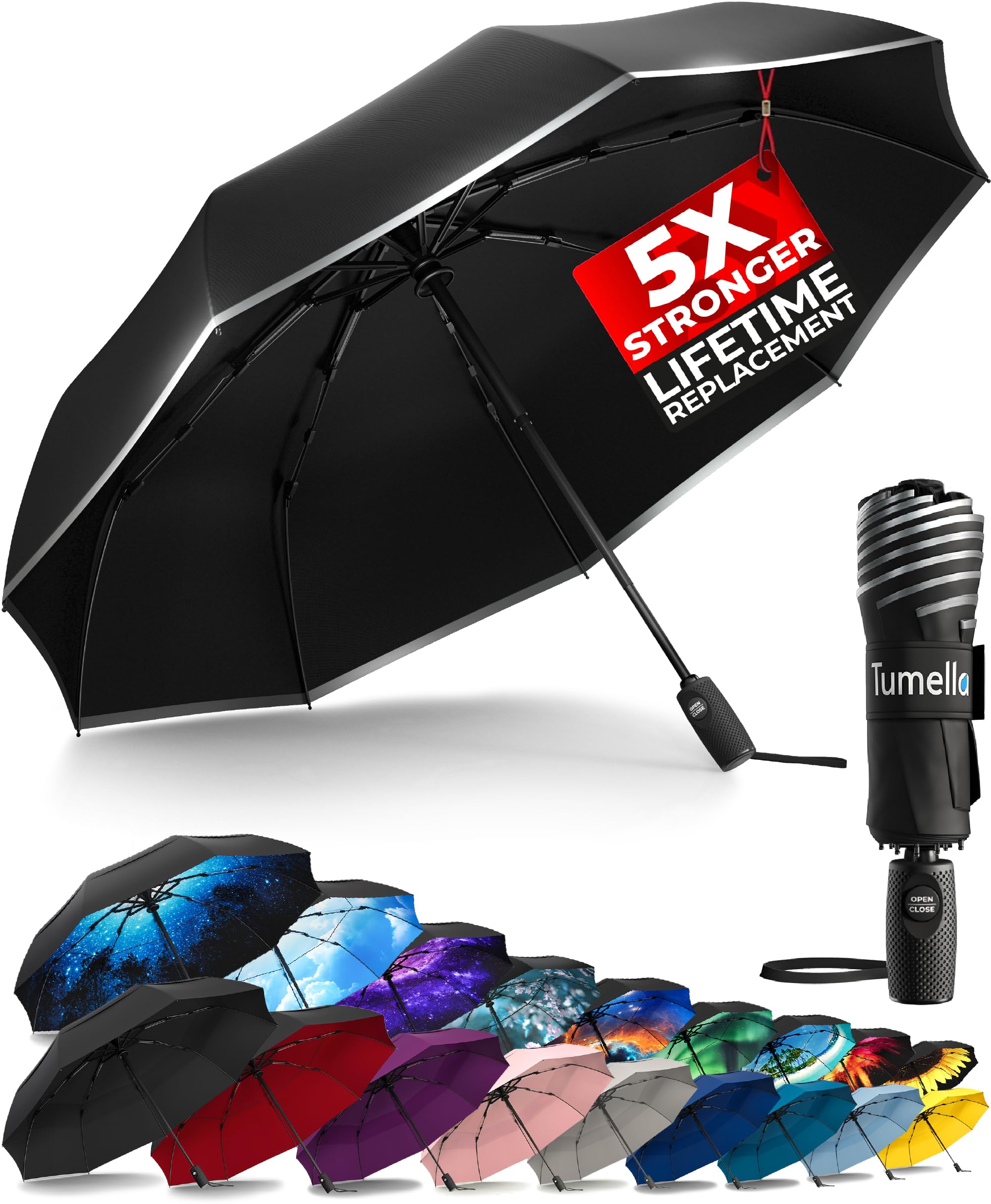TUMELLA Elite Windproof Travel Umbrella -  by Handbags Specialist Headquarter | Available at Handbags Specialist Headquarter