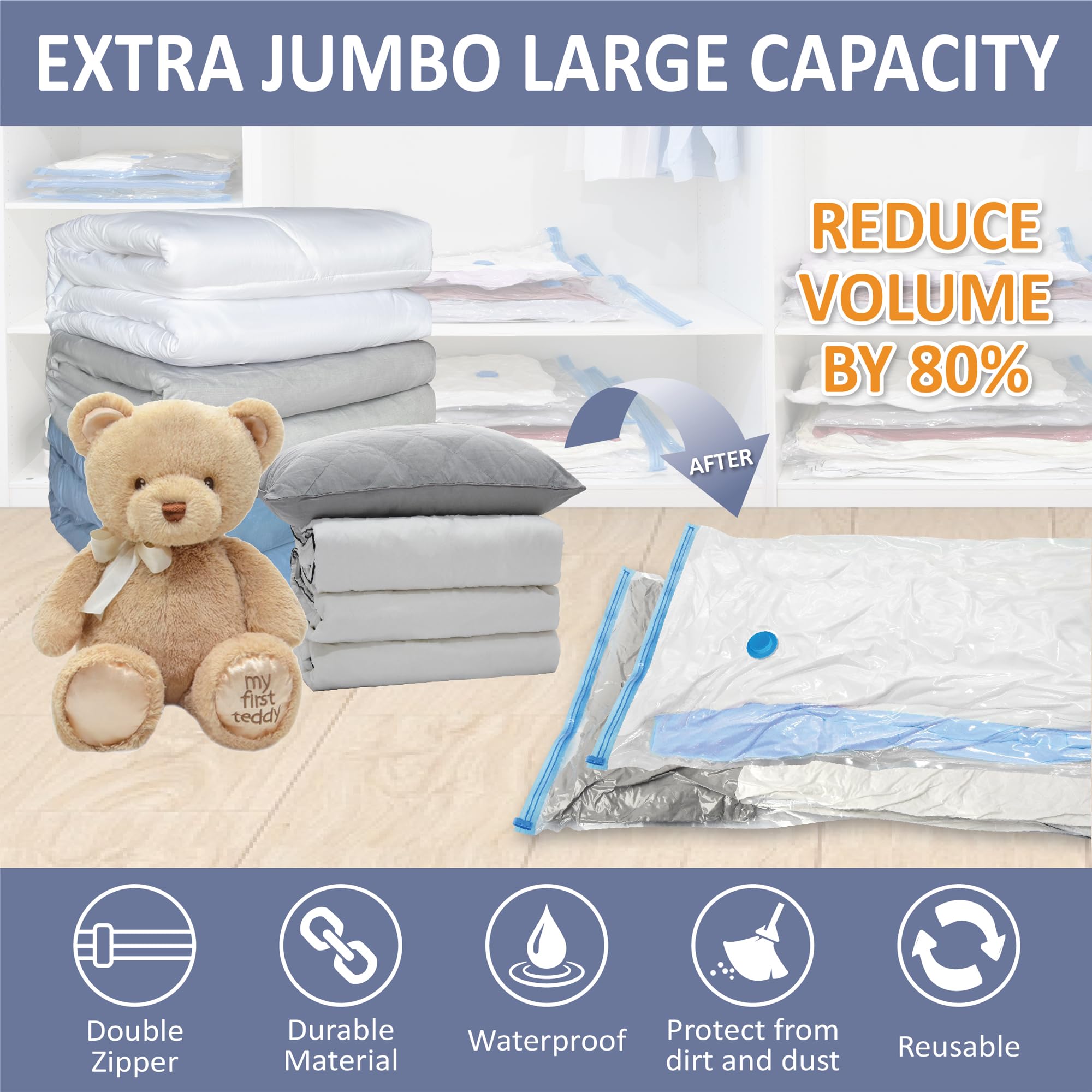 CozyVac Travel Bags with Pump - 6 Pack Space Savers -  by Handbags Specialist Headquarter | Available at Handbags Specialist Headquarter