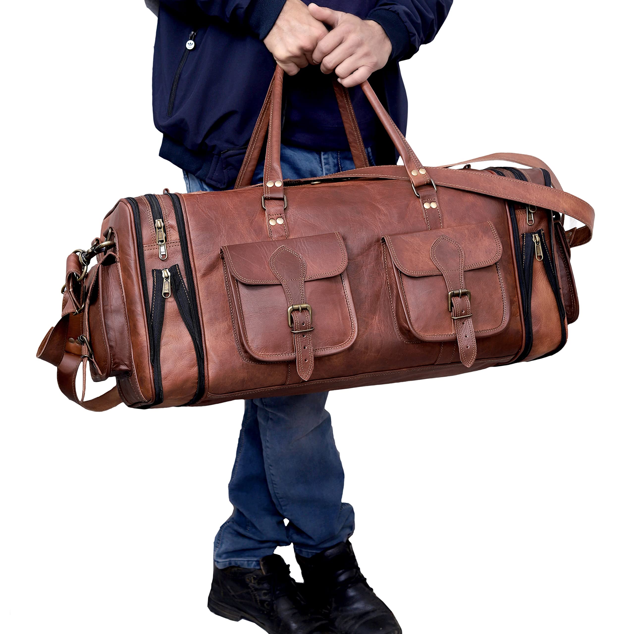 Vintage Leather 32 Handmade Travel Duffle Bag