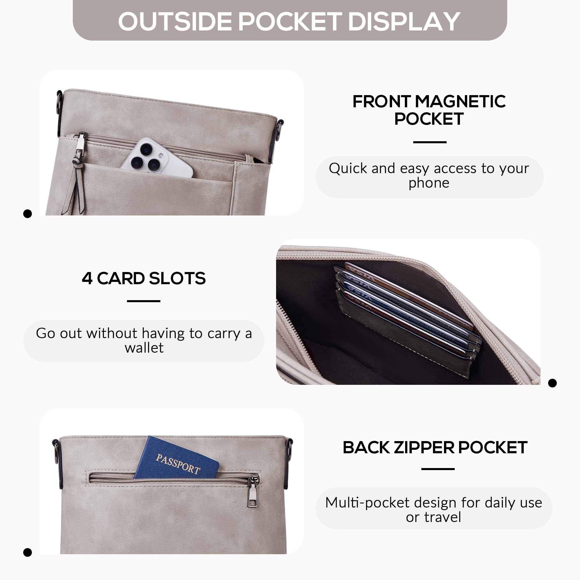 Chic Leather Crossbody with Card Slots for Women -  by Handbags Specialist Headquarter | Available at Handbags Specialist Headquarter