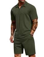 COOFANDY Men's 2 Piece Polo Shirt & Shorts Set