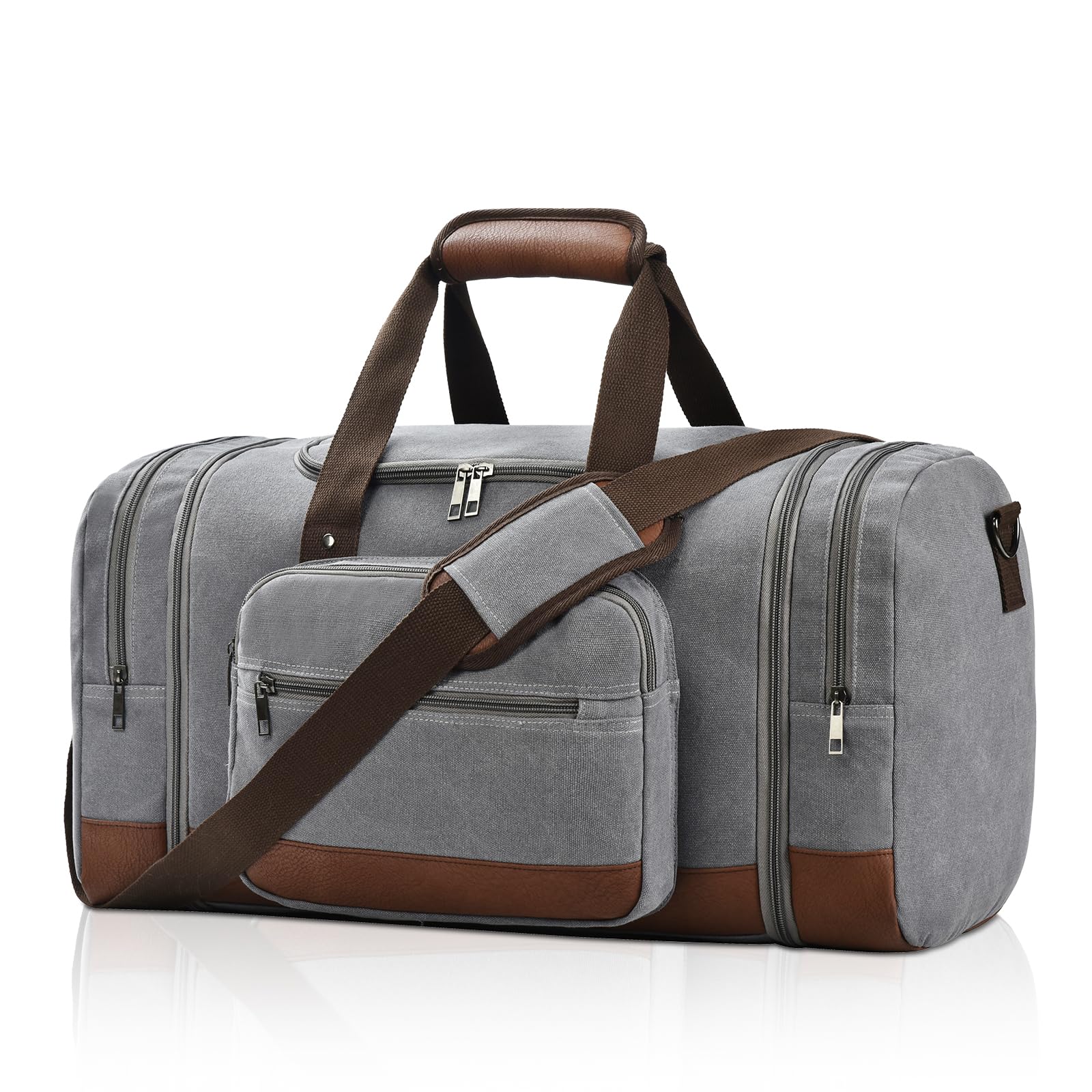 50L/60L Canvas Duffel - Multi-Pocket Travel Bag