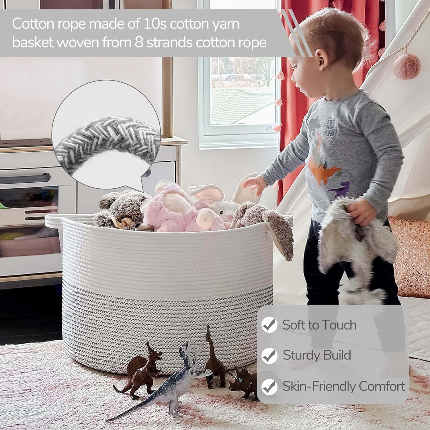 INDRESSME XL Woven Cotton Rope Basket - Black Stitch - PhoenixBucketTitleBTF by Handbags Specialist Headquarter | Available at Handbags Specialist Headquarter