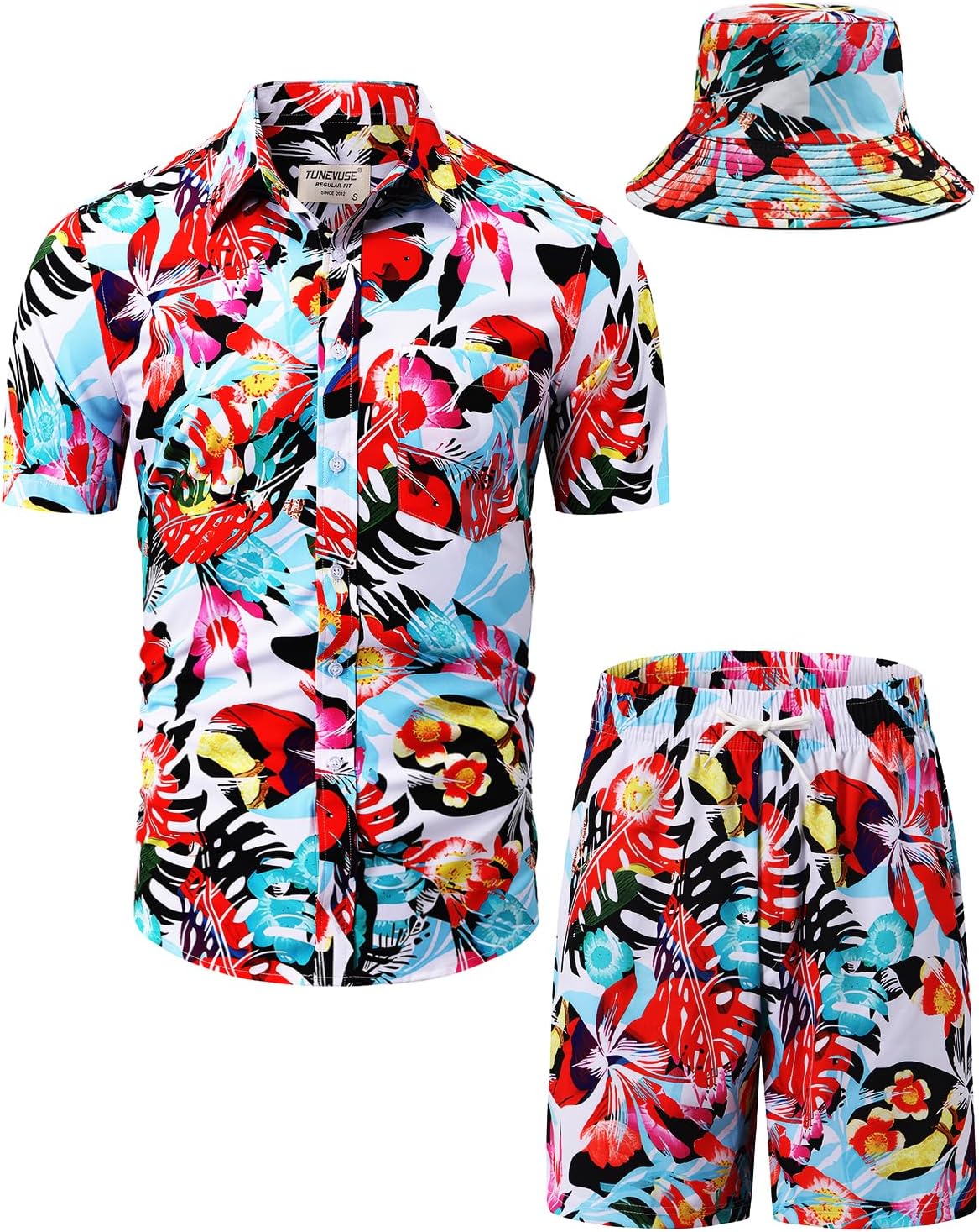 TUNEVUSE Men's Hawaiian Shirt & Shorts Set