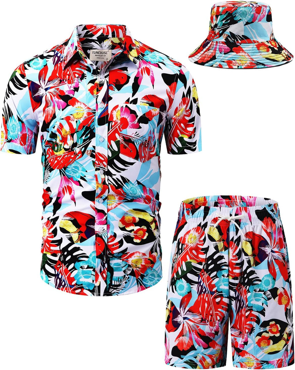 TUNEVUSE Men's Hawaiian Shirt & Shorts Set