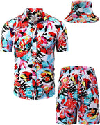 TUNEVUSE Men's Hawaiian Shirt & Shorts Set