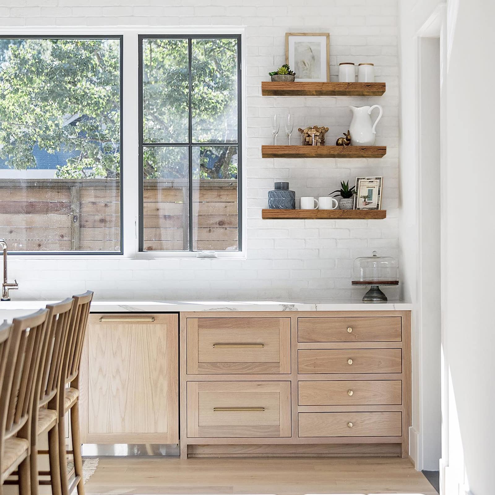 Rustic Farmhouse Shelves (008-40BN) - Decor by Handbags Specialist Headquarter | Available at Handbags Specialist Headquarter