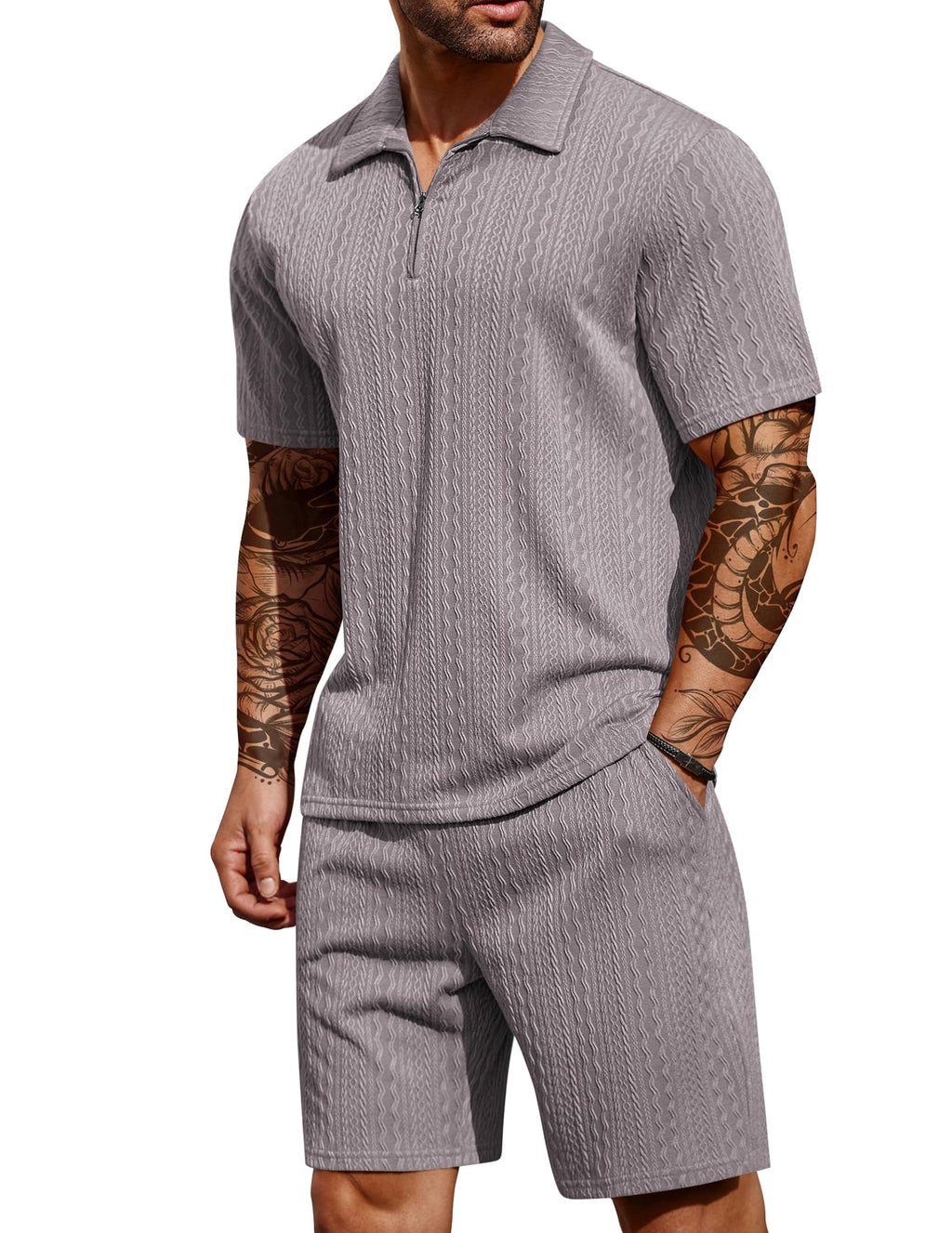 COOFANDY Men's 2 Piece Polo Shirt & Shorts Set