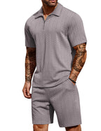 COOFANDY Men's 2 Piece Polo Shirt & Shorts Set