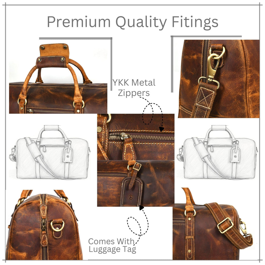 Leather Travel Duffel Bag for Men & Women