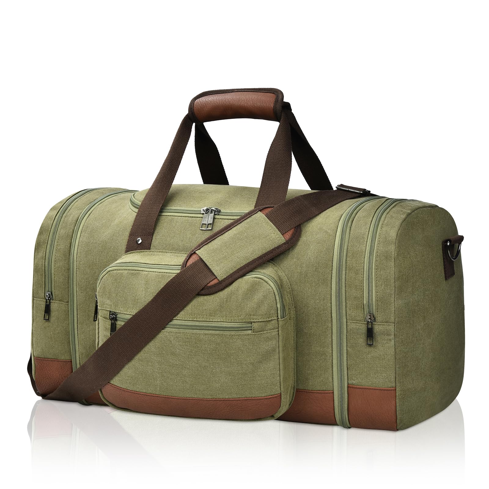 50L/60L Canvas Duffel - Multi-Pocket Travel Bag