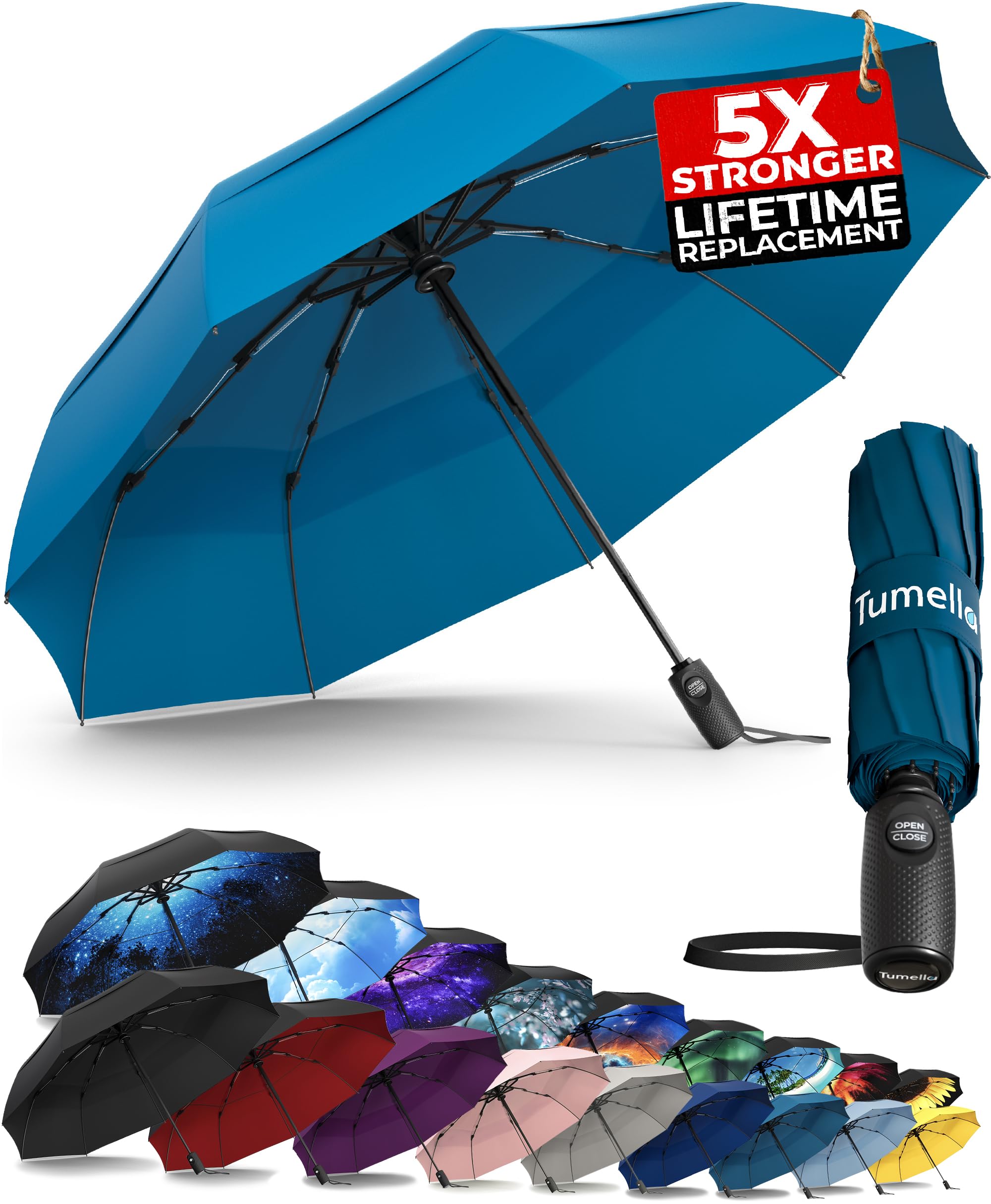TUMELLA Elite Windproof Travel Umbrella -  by Handbags Specialist Headquarter | Available at Handbags Specialist Headquarter