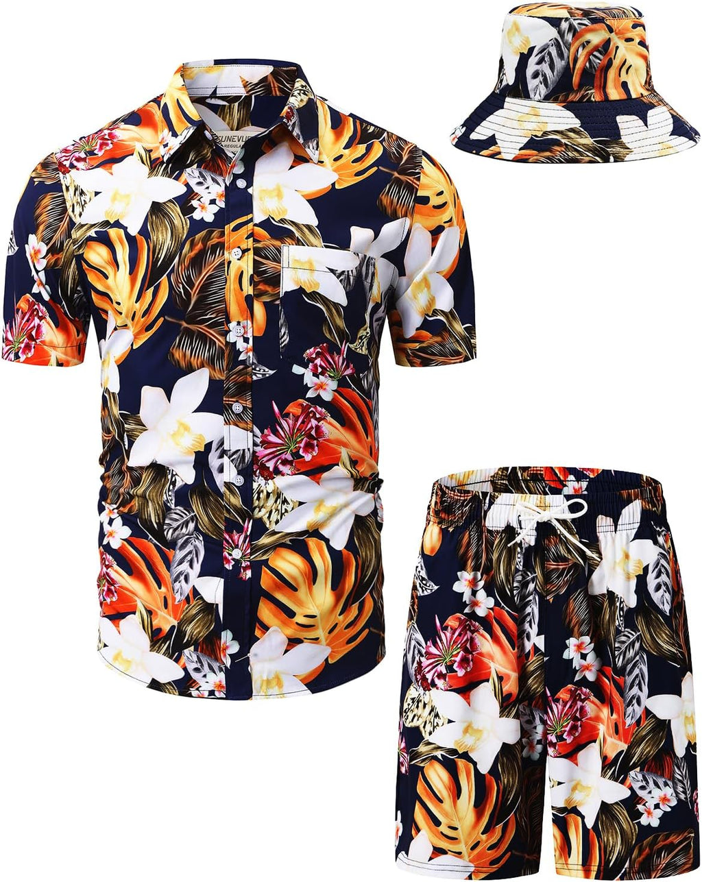 TUNEVUSE Men's Hawaiian Shirt & Shorts Set
