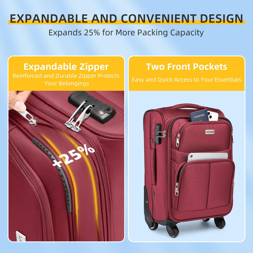 LARVENDER Expandable 5-Piece Spinner Luggage Set -  by Handbags Specialist Headquarter | Available at Handbags Specialist Headquarter
