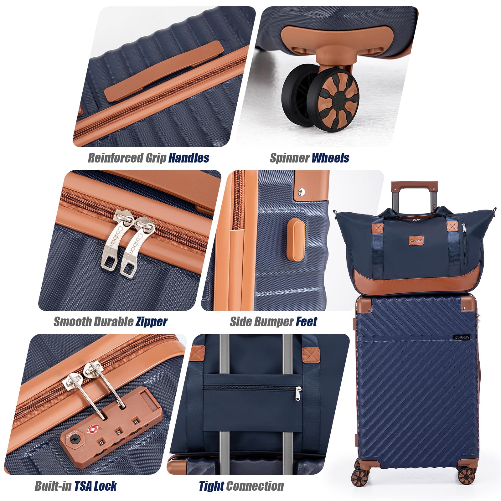 Cosbarn 5-Piece Hardshell Luggage Set - Dark Blue