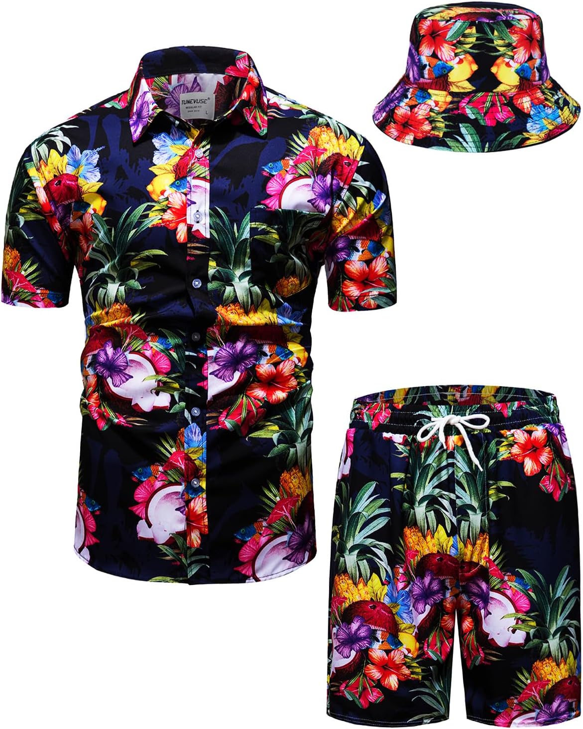 TUNEVUSE Men's Hawaiian Shirt & Shorts Set
