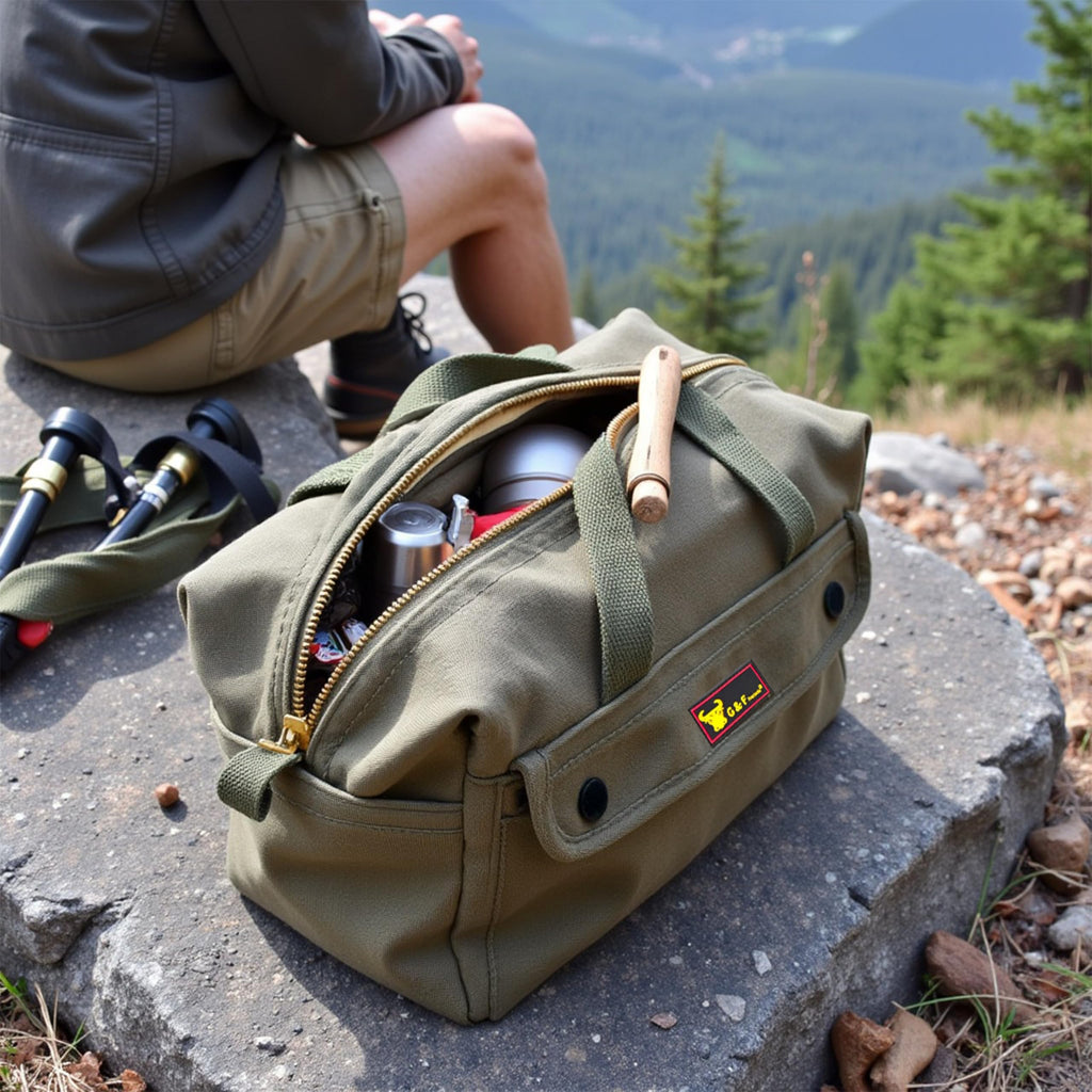 Waxed Canvas Military Duffle Bag, Olive Green