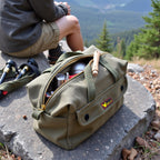 Waxed Canvas Military Duffle Bag, Olive Green