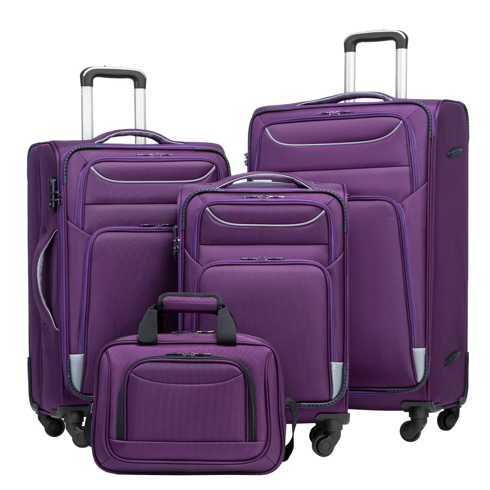 Coolife 4-Piece Softshell Spinner Luggage Set -  by Handbags Specialist Headquarter | Available at Handbags Specialist Headquarter