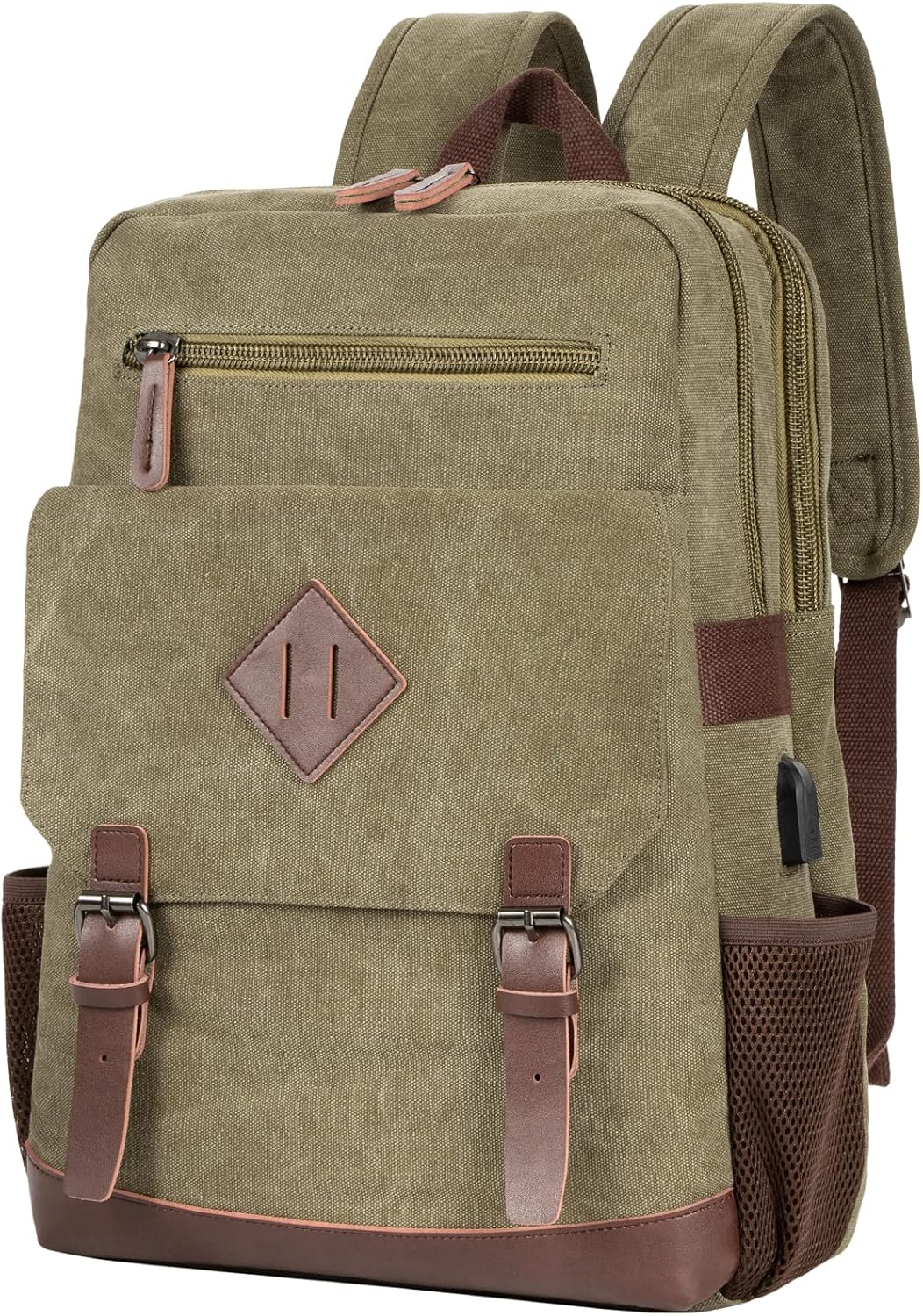 Vintage Canvas Laptop Backpack with USB Port - PhoenixBucketTitleBTF by Handbags Specialist Headquarter | Available at Handbags Specialist Headquarter
