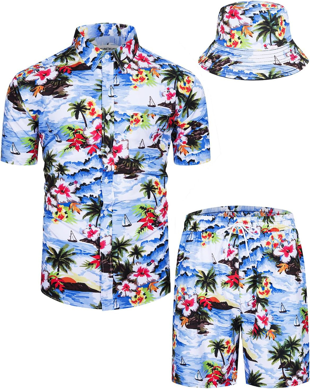TUNEVUSE Men's Hawaiian Shirt & Shorts Set