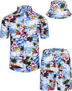 TUNEVUSE Men's Hawaiian Shirt & Shorts Set