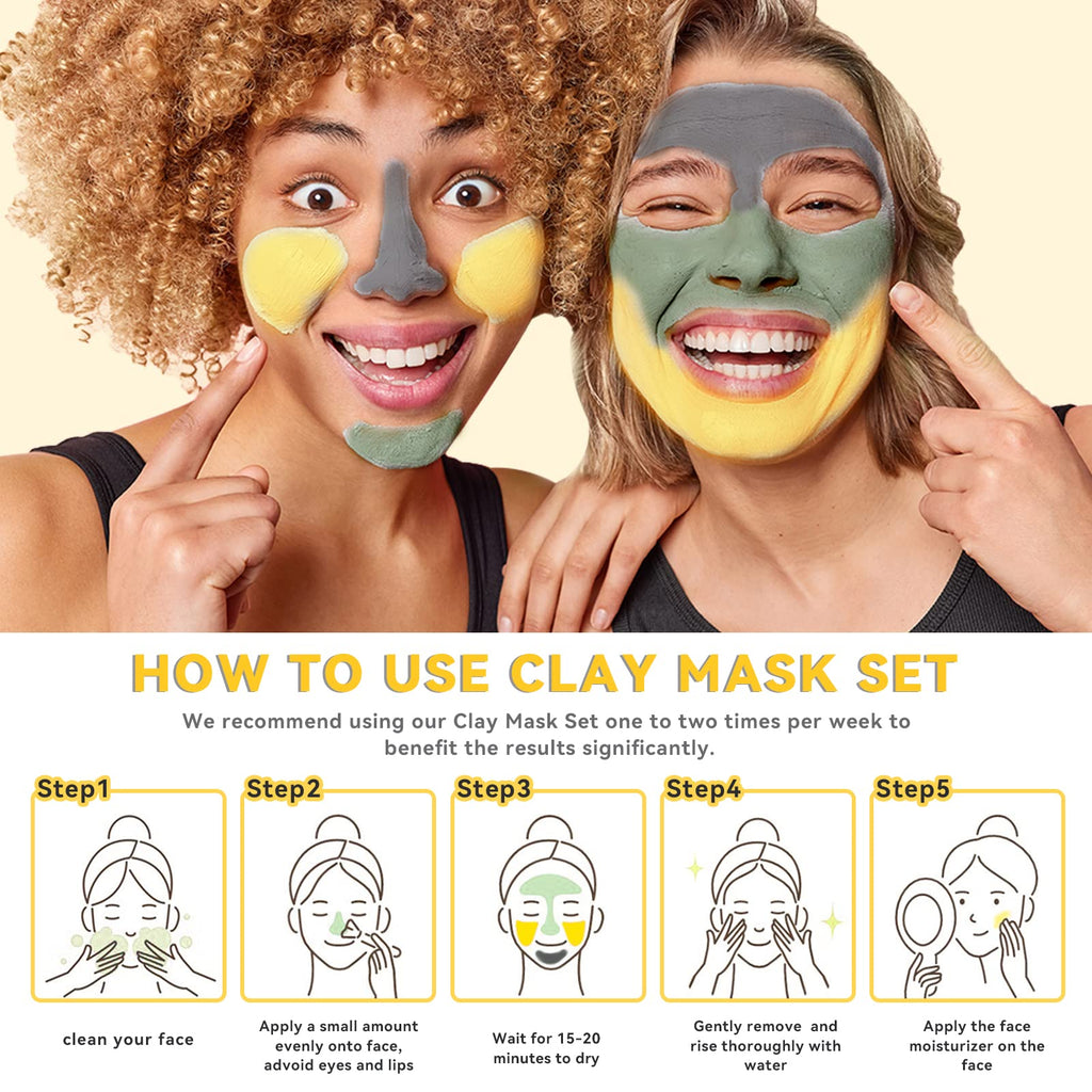 ANAI RUI 3 Pack Clay Mask Set for Smoothing & Glow