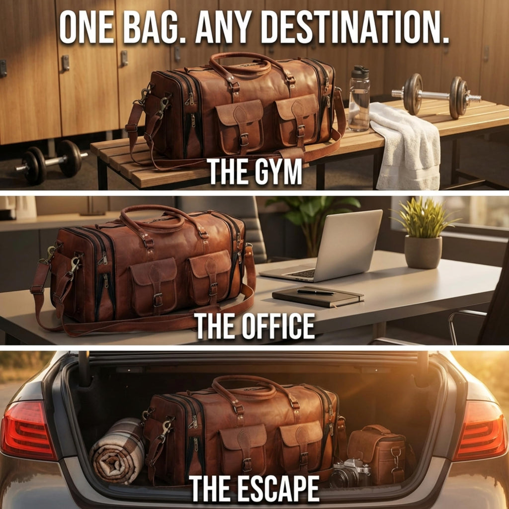 Vintage Leather 32 Handmade Travel Duffle Bag