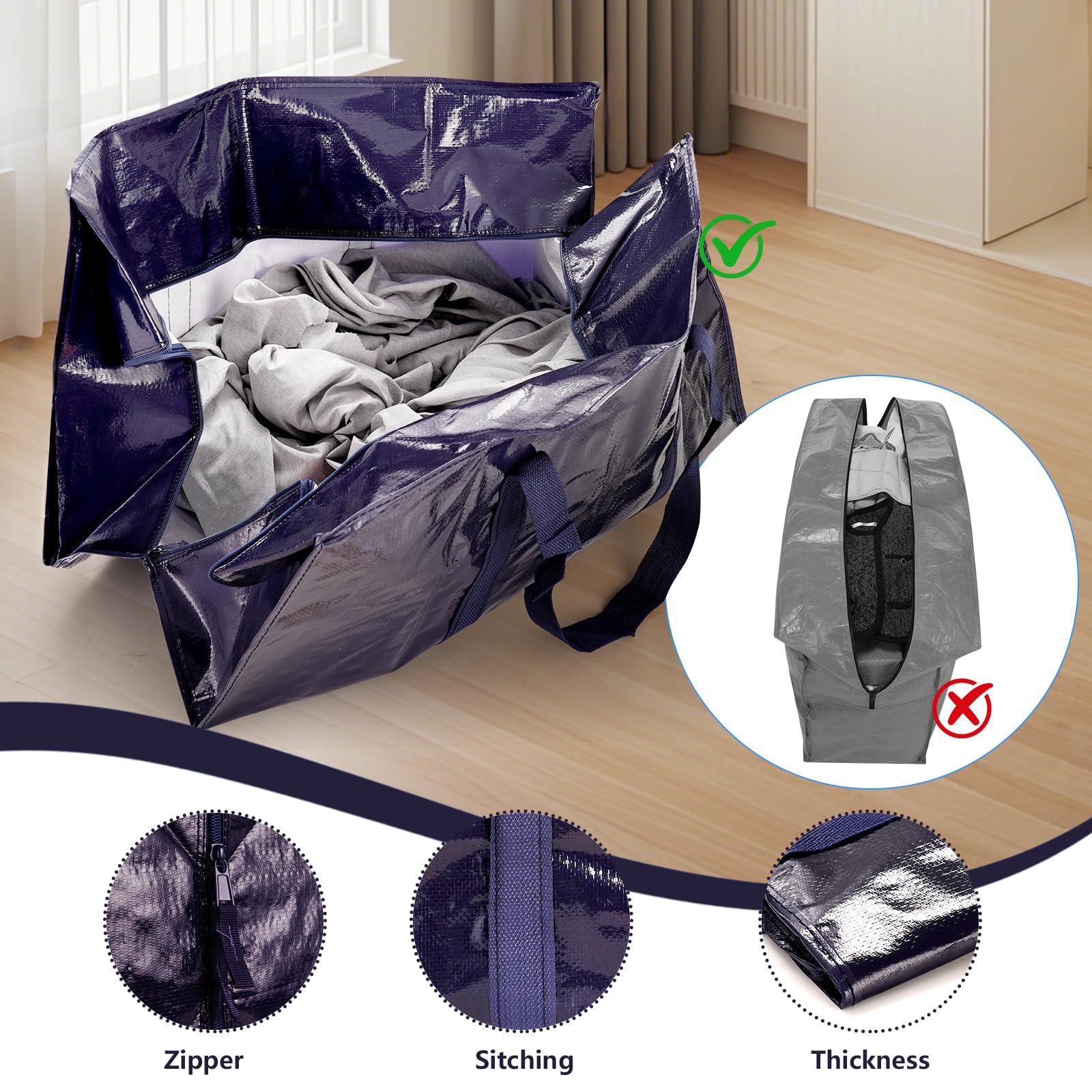 6 Pack XL Heavy Duty Moving Bags - Dark Blue